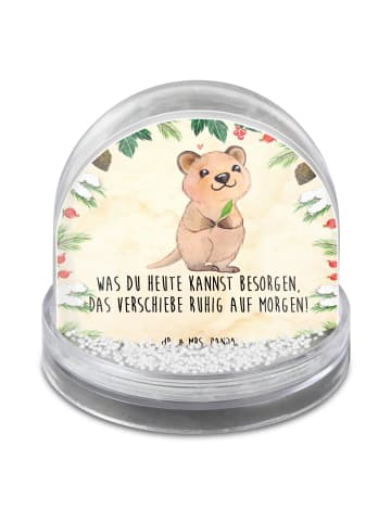 Mr. & Mrs. Panda Schneekugel Weihnachten Quokka Happy mit Spruch in Naturpapier
