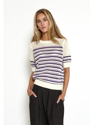 minus T-Shirt in Cloud Dancer/Purple Stripes