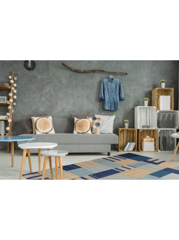 Kayoom Wohnzimmer Teppich – Kurzflorteppich Radical 310 in blau - multi - rechteckig