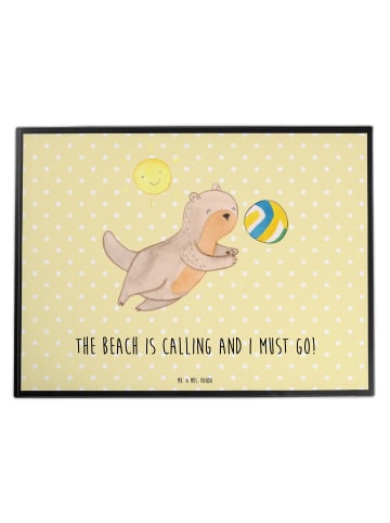 Mr. & Mrs. Panda Tischunterlage Sommer Meer Strand mit Spruch in Gelb Pastell