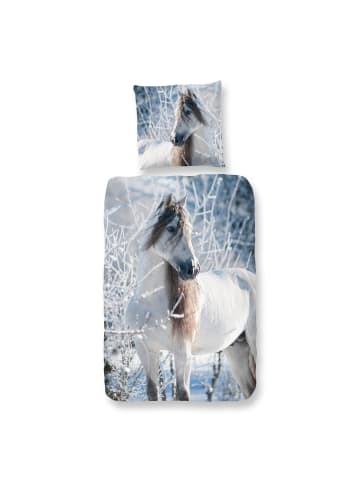 Traumschloss Flanell Kinder Bettwäsche - Schimmel - weißes Pferd im Winter in White Horse