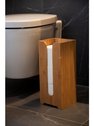 Wenko Ersatzrollenhalter für Toilettenpapier BAMBUSA in Braun, 15 x 35,5 x 14 cm