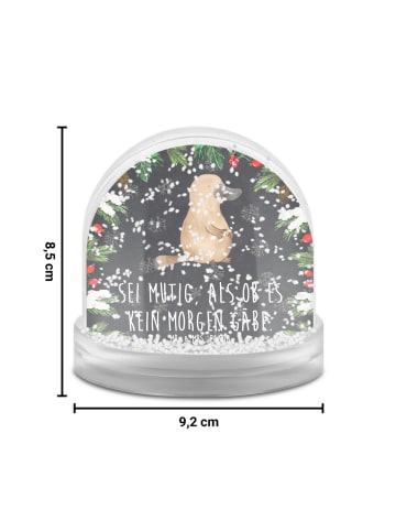 Mr. & Mrs. Panda Schneekugel Schnabeltier Mut mit Spruch in Kreidetafel