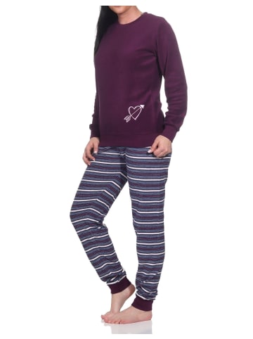 NORMANN Frottee Schlafanzug Bündchen - 82661 in lila