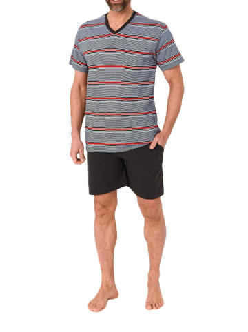 NORMANN Kurzarm Schlafanzug Shorty Pyjama Bündchen Übergröße 125 105 90 630 in rot