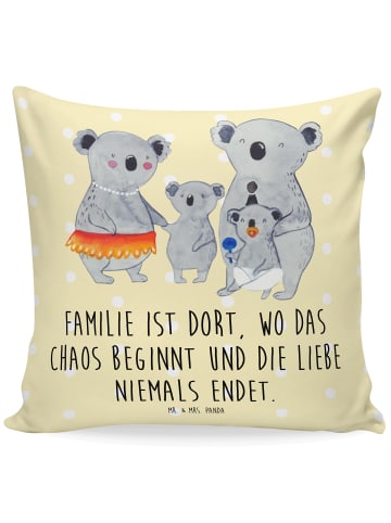 Mr. & Mrs. Panda Deko Kissen Koala Familie mit Spruch in Gelb Pastell