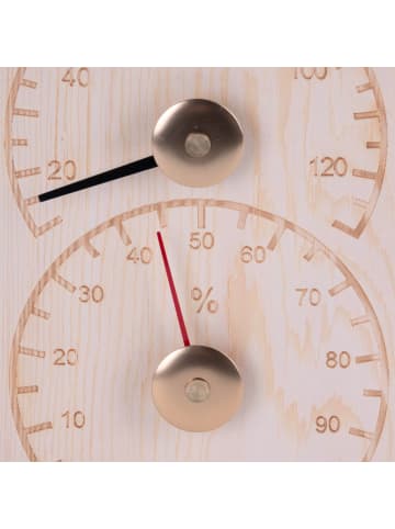 4Living Thermometer und Hygrometer für die Sauna in Beige, (B) 12,5 x (H) 18 x (L) 1 cm