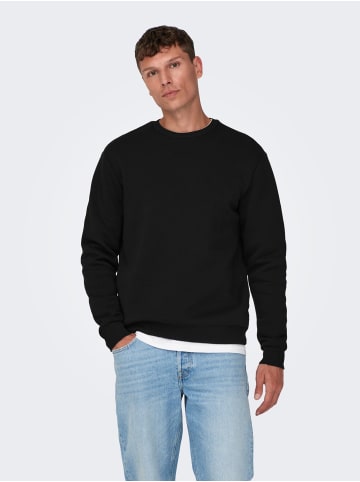 Only&Sons Basic Sweatshirt Langarm Pullover ohne Kapuze ONSCERES in Schwarz
