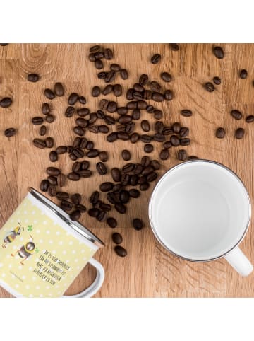 Mr. & Mrs. Panda Tasse Hummeln Kleeblatt mit Spruch in Gelb Pastell
