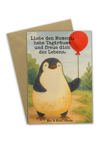 Mr. & Mrs. Panda valentinstagskarte Pinguin Luftballon Design mi... in Weiß