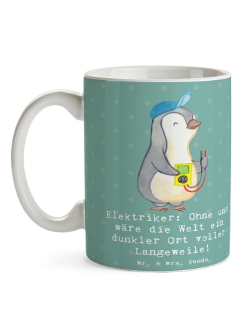 Mr. & Mrs. Panda Kaffeetasse Elektriker Helden mit Spruch in Meeresbrise
