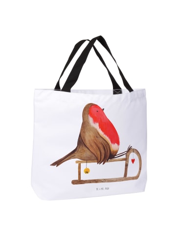 Mr. & Mrs. Panda Tote Bag Rotkehlchen Schlitten ohne Spruch in Weiß