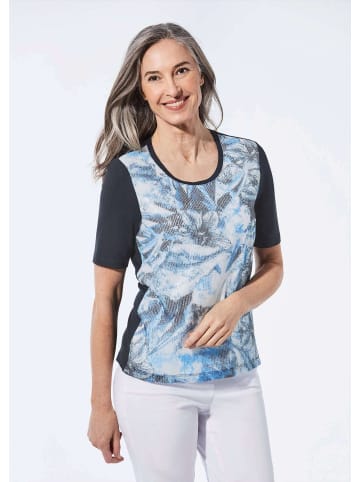 GOLDNER Shirt Shirt mit Pailletten in marine / gemustert