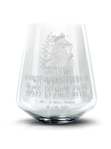 Mr. & Mrs. Panda Whiskeyglas Pinguin Weihnachtsbaum mit Spruch in Transparent