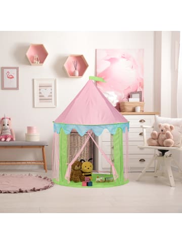 relaxdays Spielzelt "Prinzessin" in Grün/ Rosa - (H)135 x ø 102 cm