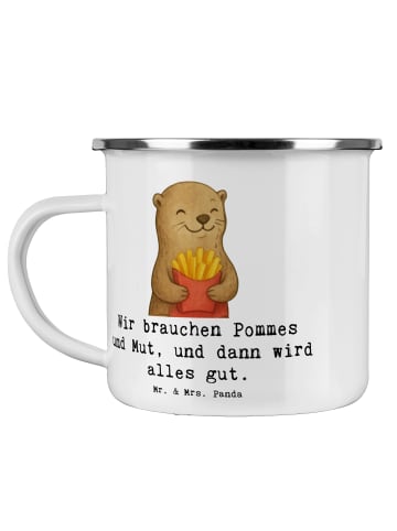 Mr. & Mrs. Panda Emaille Tasse Otter Pommes mit Spruch in Weiß
