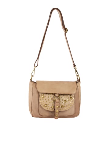 FELIPA Ledertasche Mit Nieten in Beige