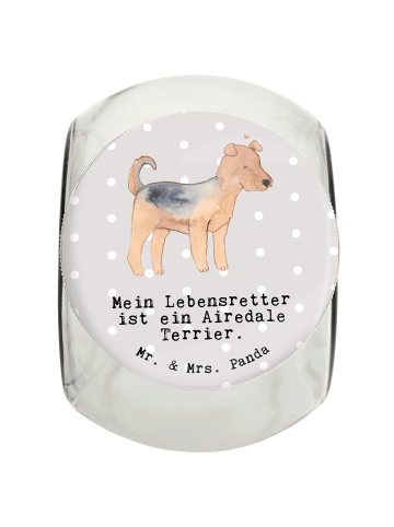 Mr. & Mrs. Panda Dose Airedale Terrier Lebensretter mit Spruch in Grau Pastell