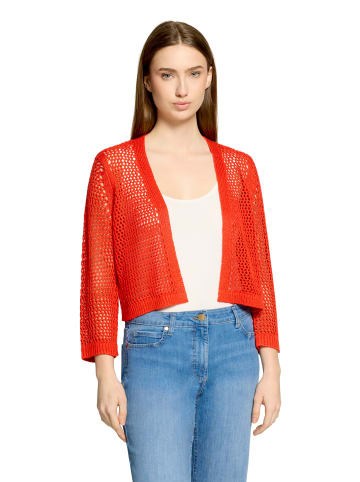Betty Barclay Grobstrickjacke mit Lochmuster in Hibiscus Red