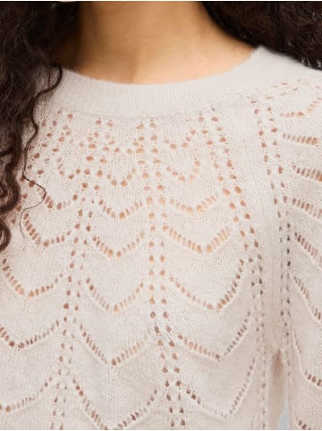 Vila Eleganter Pullover mit verspieltem Strickmuster und Rundhals. in Natur