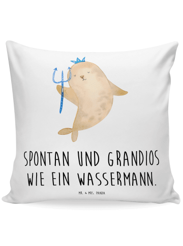 Mr. & Mrs. Panda 40x40 Kissen Sternzeichen Wassermann mit Spruch in Weiß