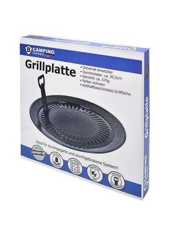 COFI 1453 Camping Grillplatte Universal 30,5 cm in Schwarz