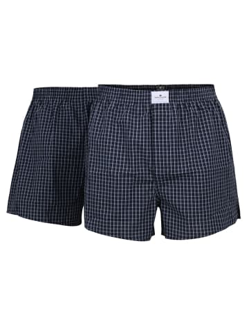 Tom Tailor Web-Boxershorts 2er Pack in Dunkelblau/Weiß