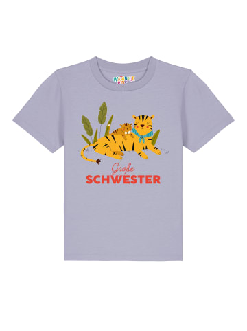 wat? Apparel T-Shirt Tiger Große Schwester in Lavender