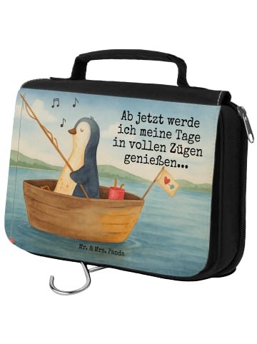 Mr. & Mrs. Panda beauty case Pinguin Angelboot Design mit Spruch in Weiß