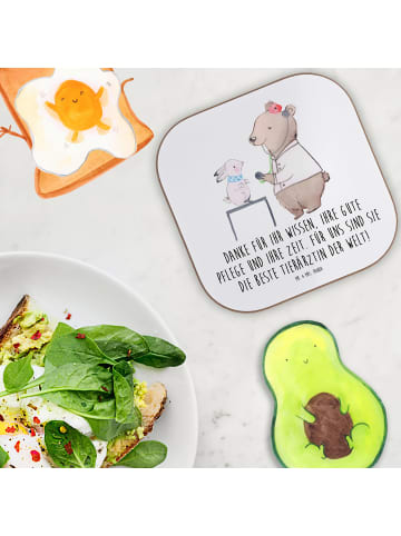 Mr. & Mrs. Panda Untersetzer für Gläser Beste Tierärztin mit Spruch in Weiß