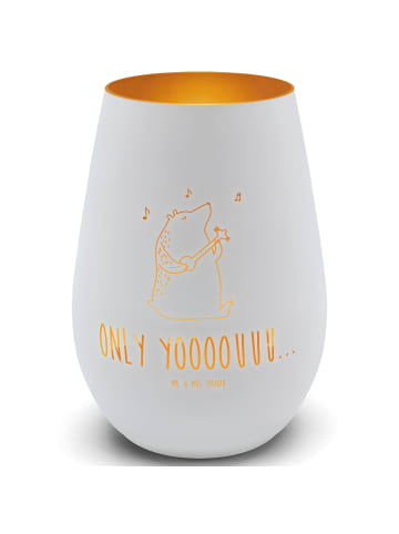 Mr. & Mrs. Panda Windlicht Bär Gitarre mit Spruch in Weiß