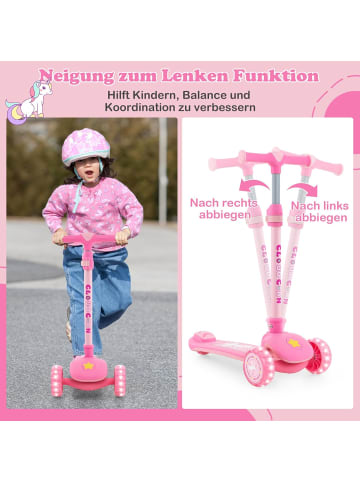 COSTWAY Roller mit PU LED Rädern ab 3 Jahren in Rosa