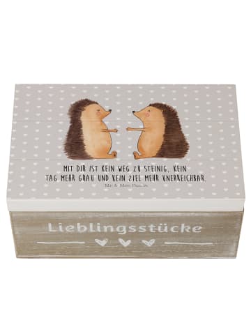 Mr. & Mrs. Panda Holzkiste Igel Liebe mit Spruch in Grau Pastell