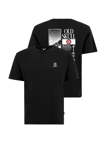 OLDSKULL T-Shirt Asian Lotus Surf Logo Graphic in Black