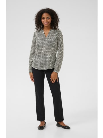 Kaffe Langarm-Bluse KAfana in Black / Chalk Fan Print