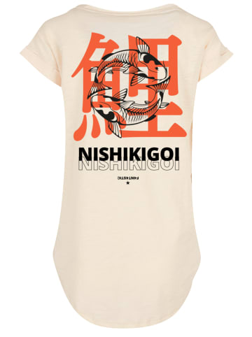 F4NT4STIC Long Cut T-Shirt Nishikigoi Koi Japan Grafik in Whitesand