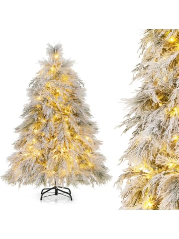COSTWAY 135cm Künstlicher Weihnachtsbaum mit LED in Weiß