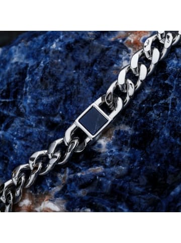 Holzkern Herren-Kette Edelstahl Bodyguards Marmor/Silberfarben