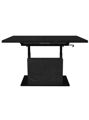 58 aufm Kessel COUCHTISCH Höhenverstellbar Else 3 120x56x70 Holz Keramikoptik Schwarz