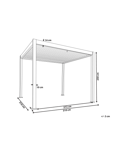 Beliani Garten-Pergola FORNOLI in Schwarz - (W) 296 x (H) 225 x (L) 296 cm