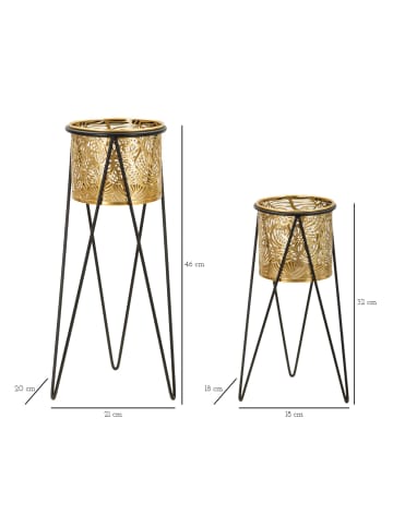 Mauro Ferretti Set mit 2 goldenen Metall-Pflanztöpfen 21x20x46-18x18x32 cm