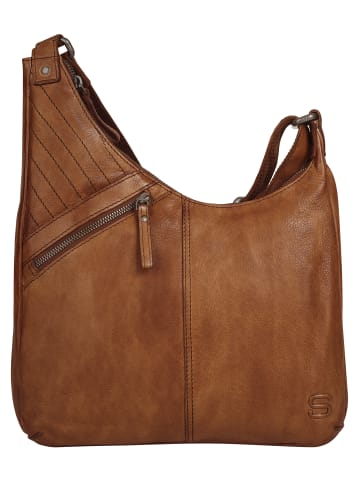 SPIKES & SPARROW Umhängetasche echt Leder in cognac