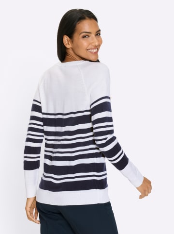 Sieh an! Ringel-Pullover in weiß-marine-geringelt