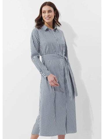 Alba Moda Maxikleid mit Bindeband und Hemdkragen in marine / weiß