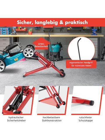 COSTWAY Rasentraktor Heber Hebevorrichtung in Rot