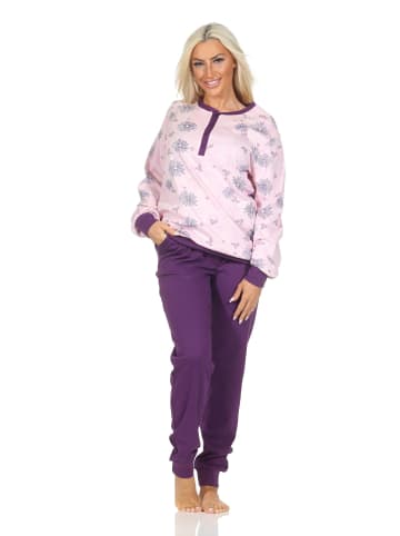 NORMANN Langarm Kuschel Interlock Schlafanzug Langarm Florale Optik - 87261 in rose