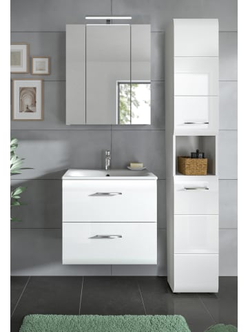 Inn.Furn Badmöbel Set 3-teilig in weiß Hochglanz inkl. Waschbecken 105 x 185 cm
