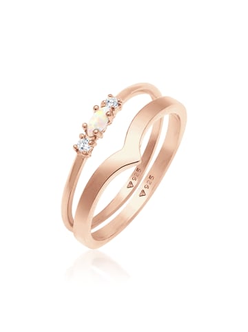 Elli Ring 925 Sterling Silber Ring Set in Rosegold