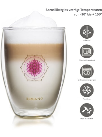 Creano 6er Set Thermoglas "Blume des Lebens" - Glas 250ml