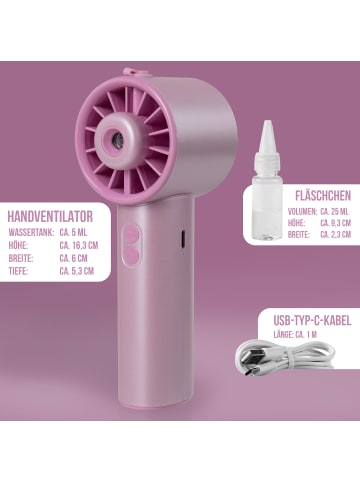 Stoneline Tragbarer Handventilator mit Wasserkühlung und Akku USB Wiederaufladbar in Pink